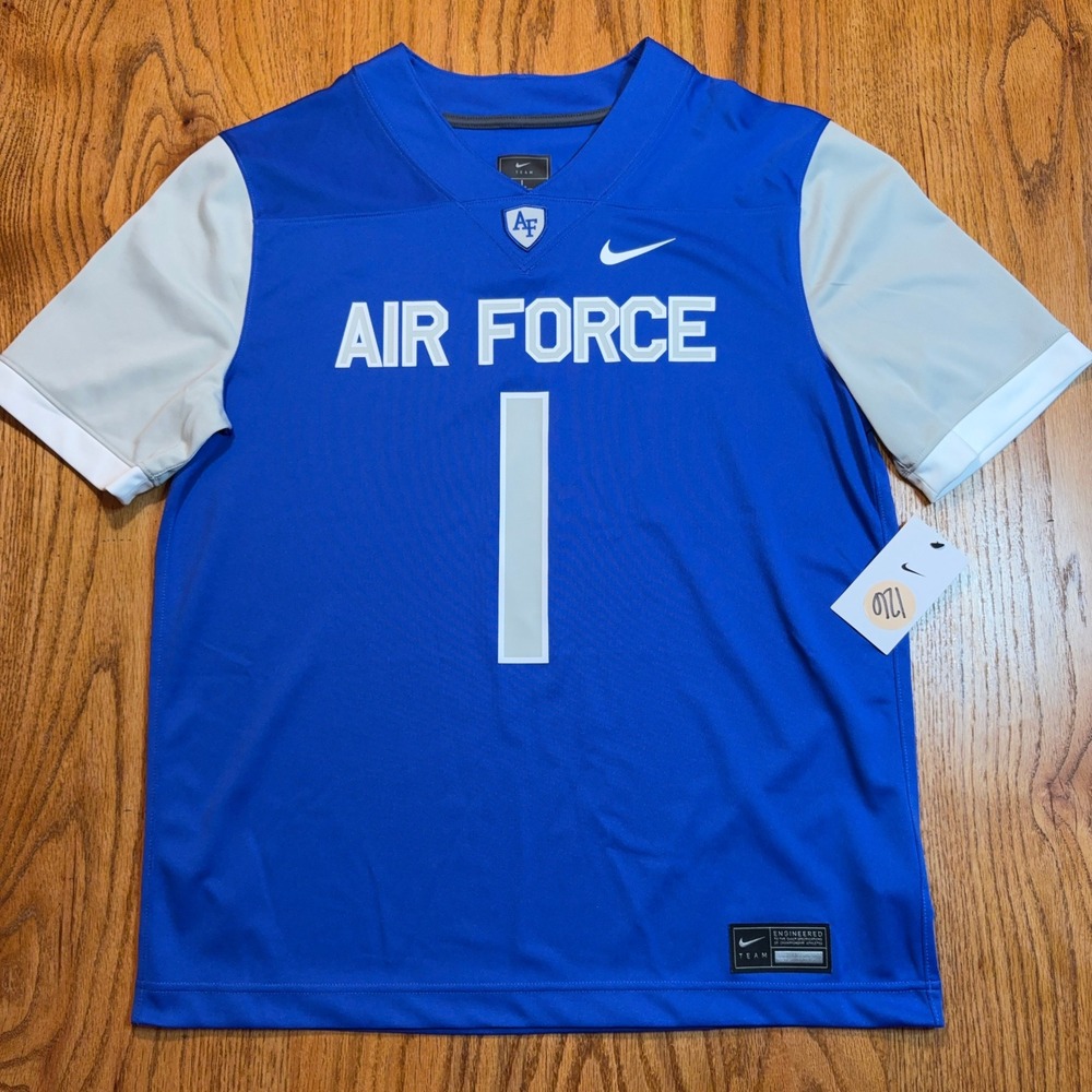 Nike‎ Air Force Football Jersey Men's Large Blue Game Replica Engineered NWT